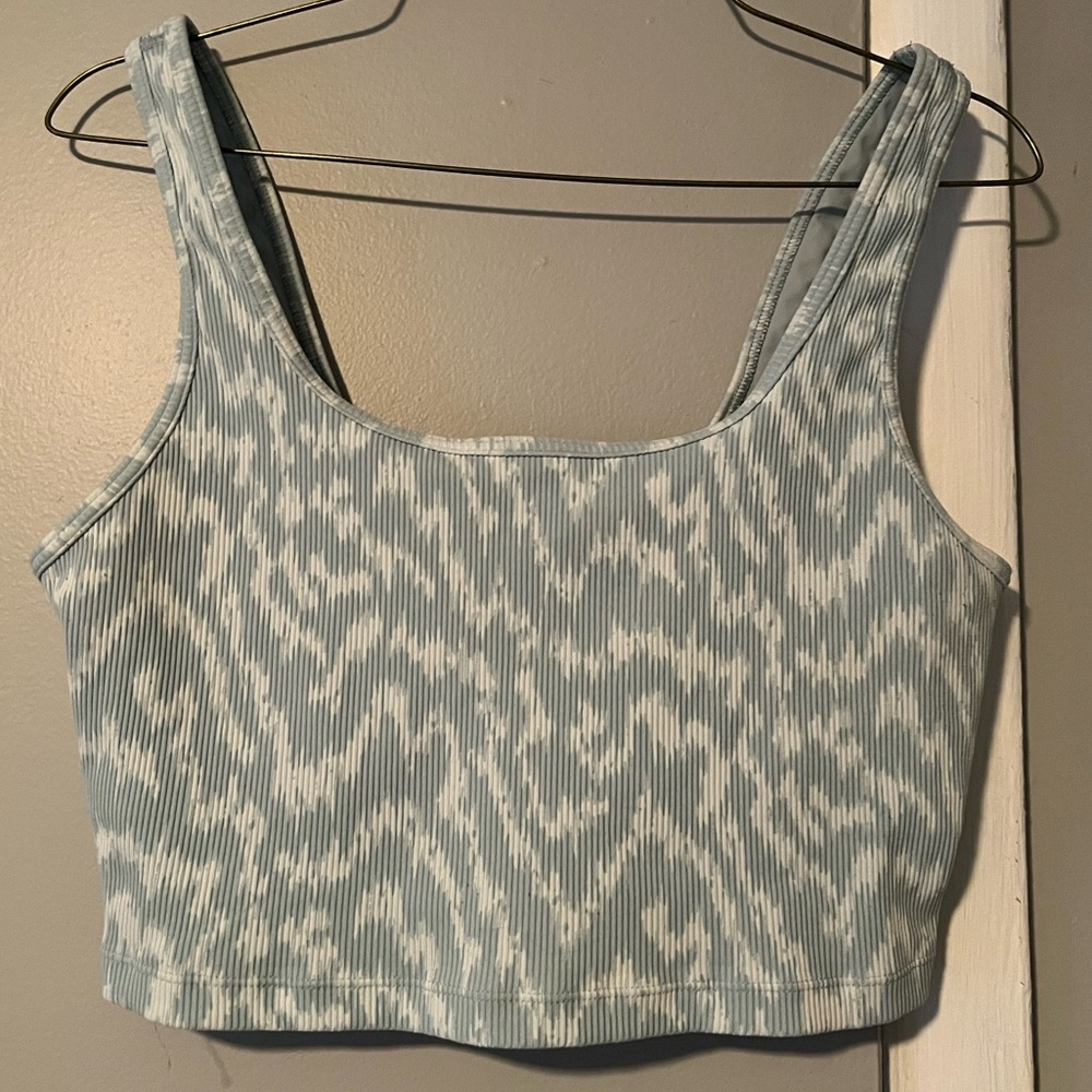 Aerie Offline Light Blue Patterned Sports Bra